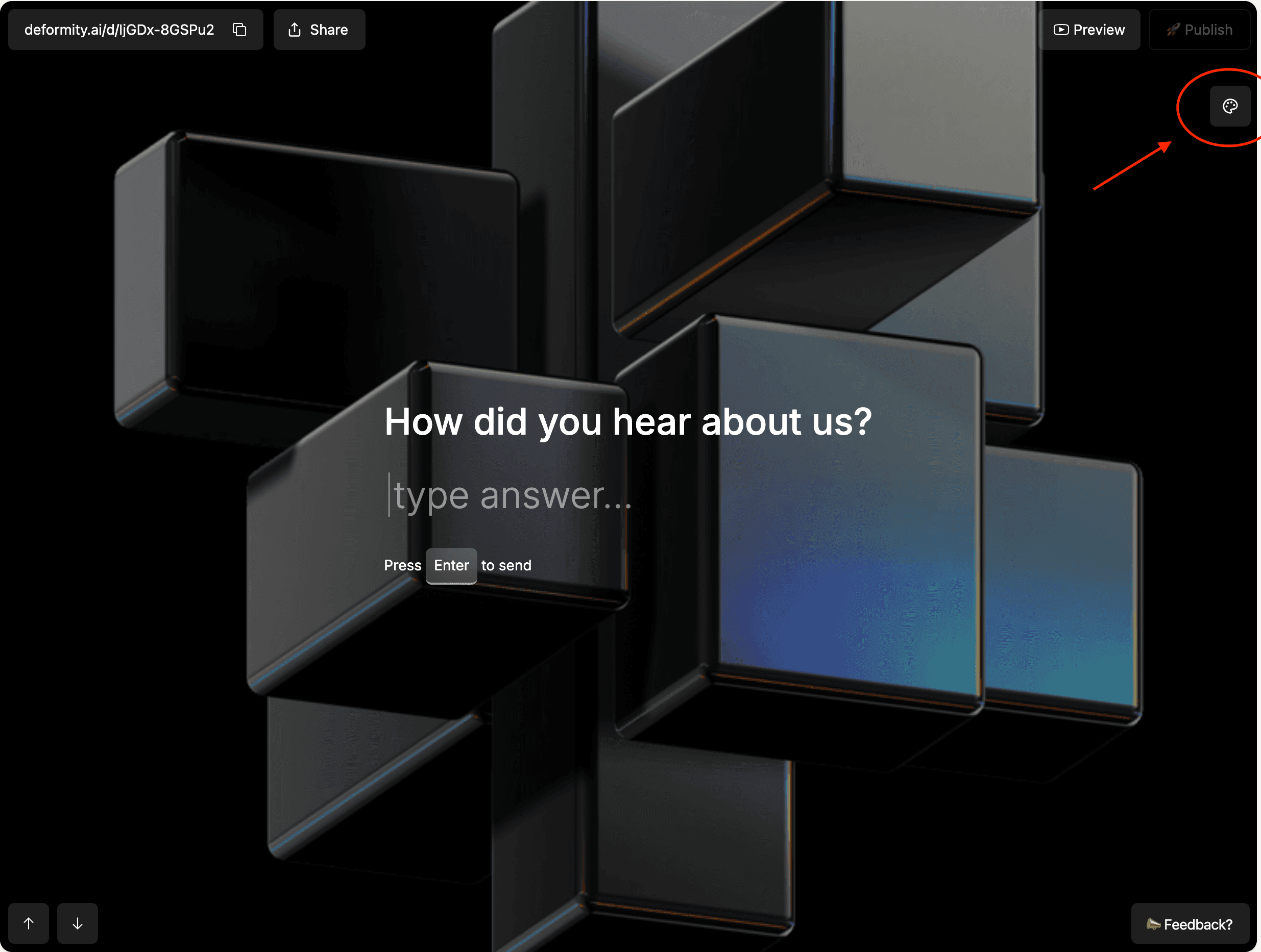 Design palette icon in the top-right corner