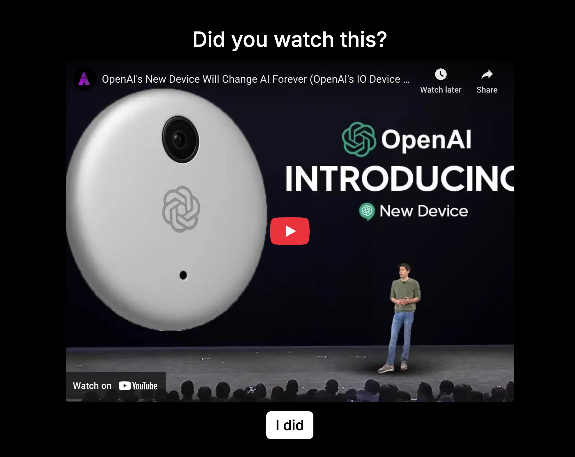 An example Youtube embed