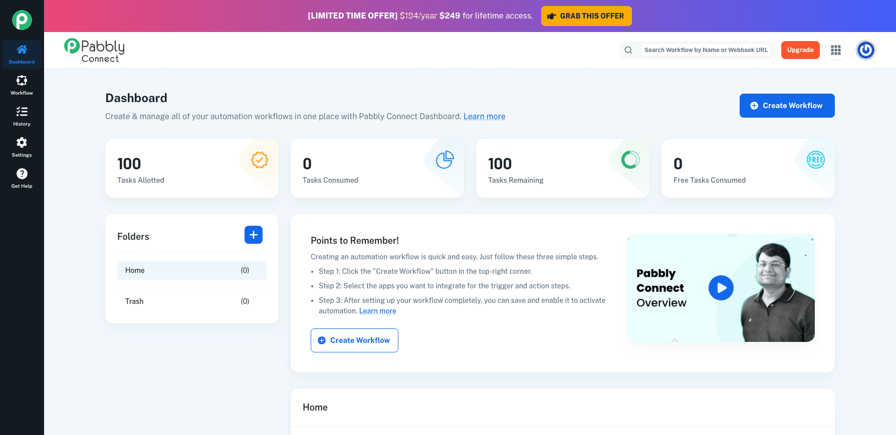 Pabbly Connect dashboard