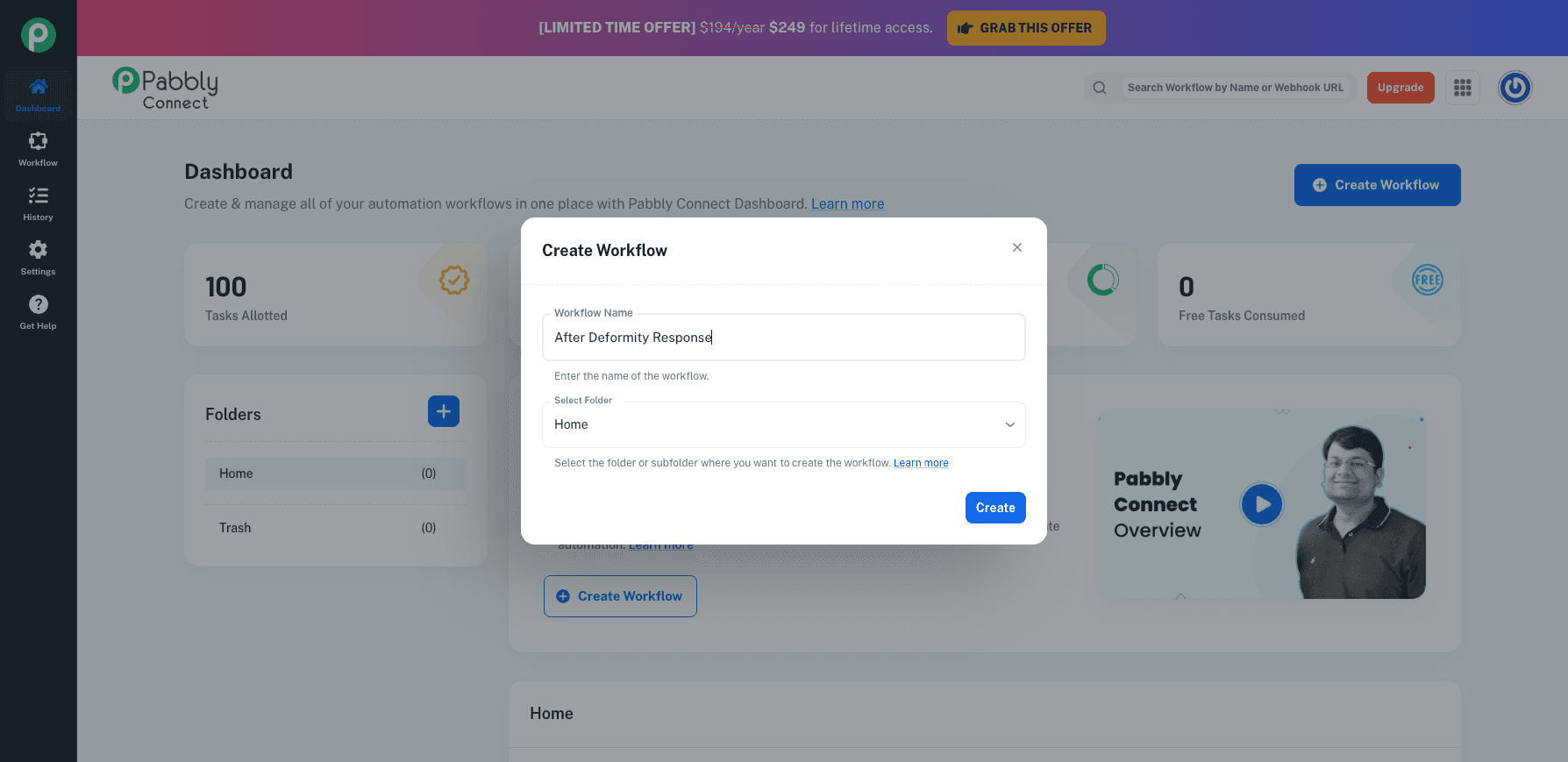 Name your Pabbly Workflow