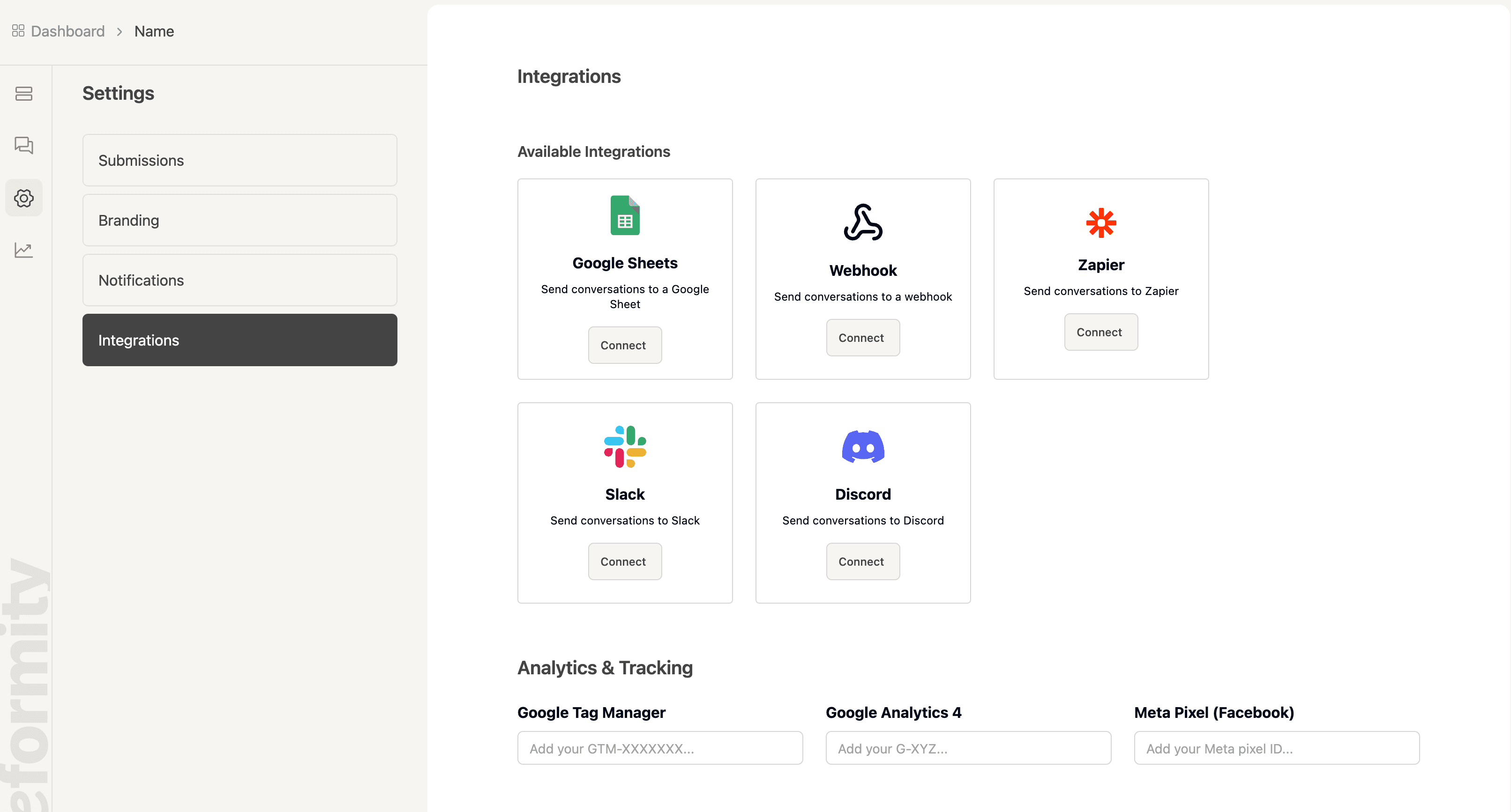 Navigate to Integrations within Deformity