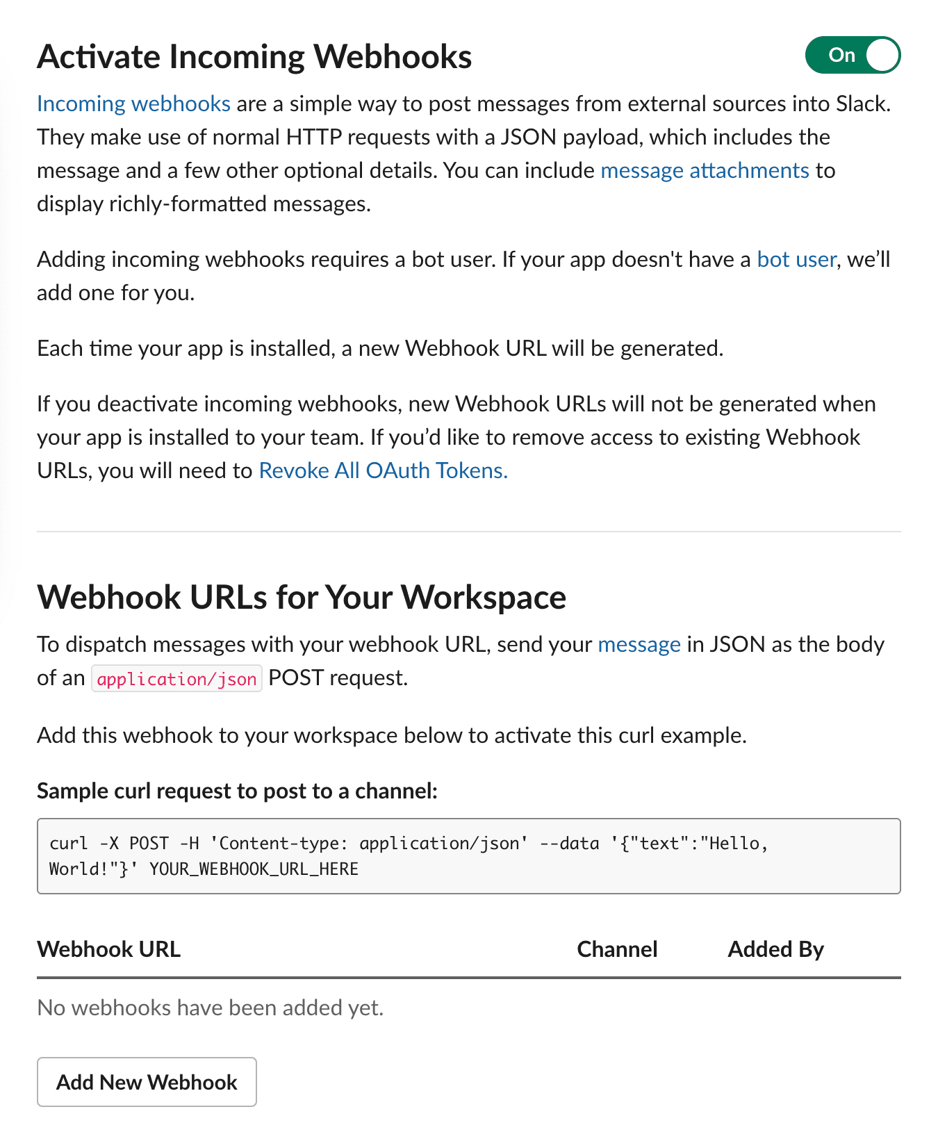 Activate webhooks