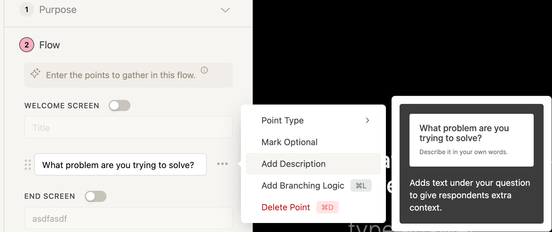 Adding description to a question