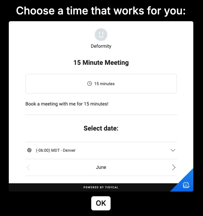 TidyCal calendar embed example