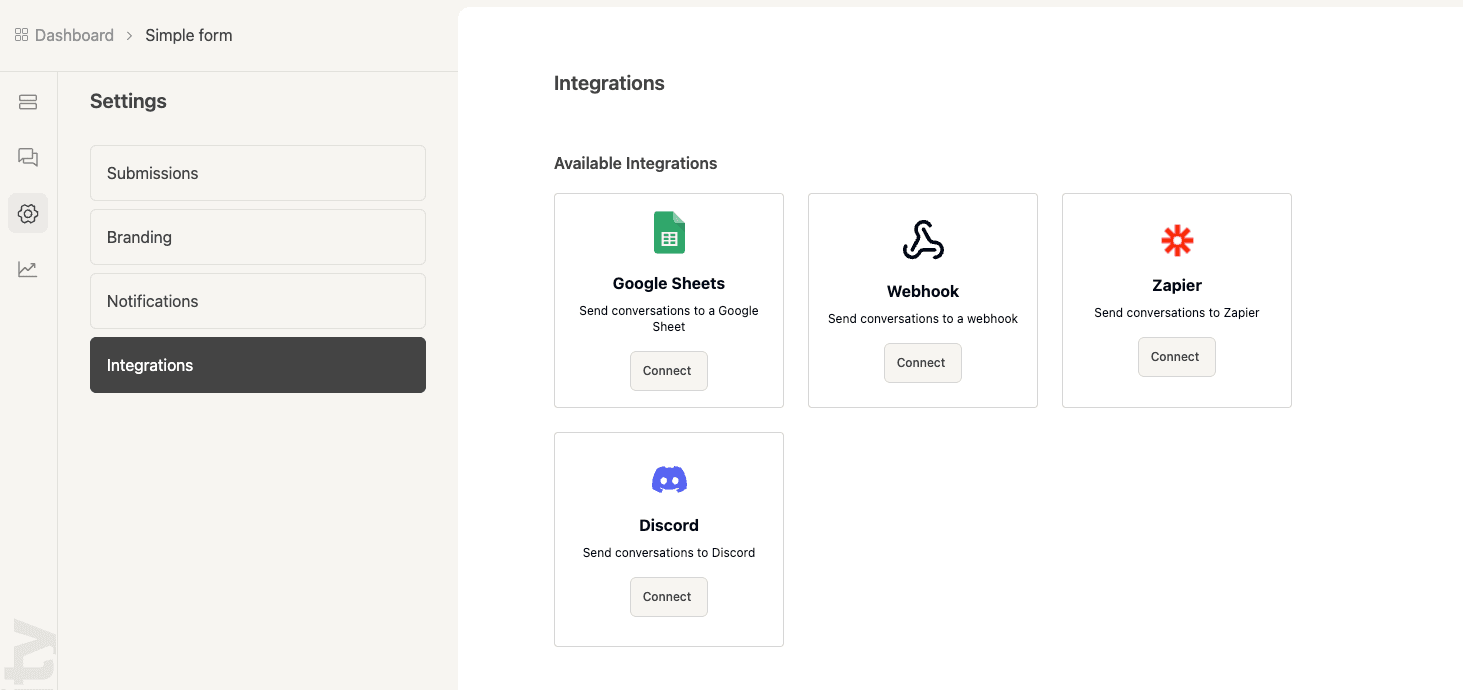 Deformity's Integrations page where you will find Discord
