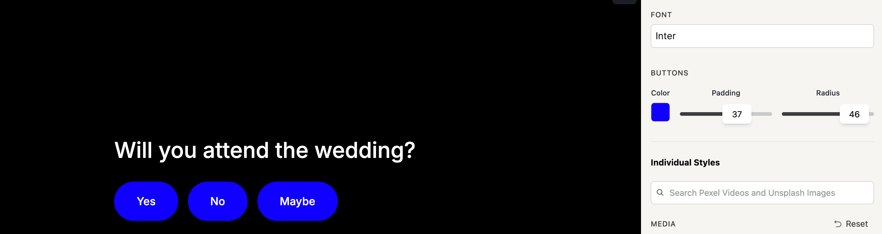 Varying button options