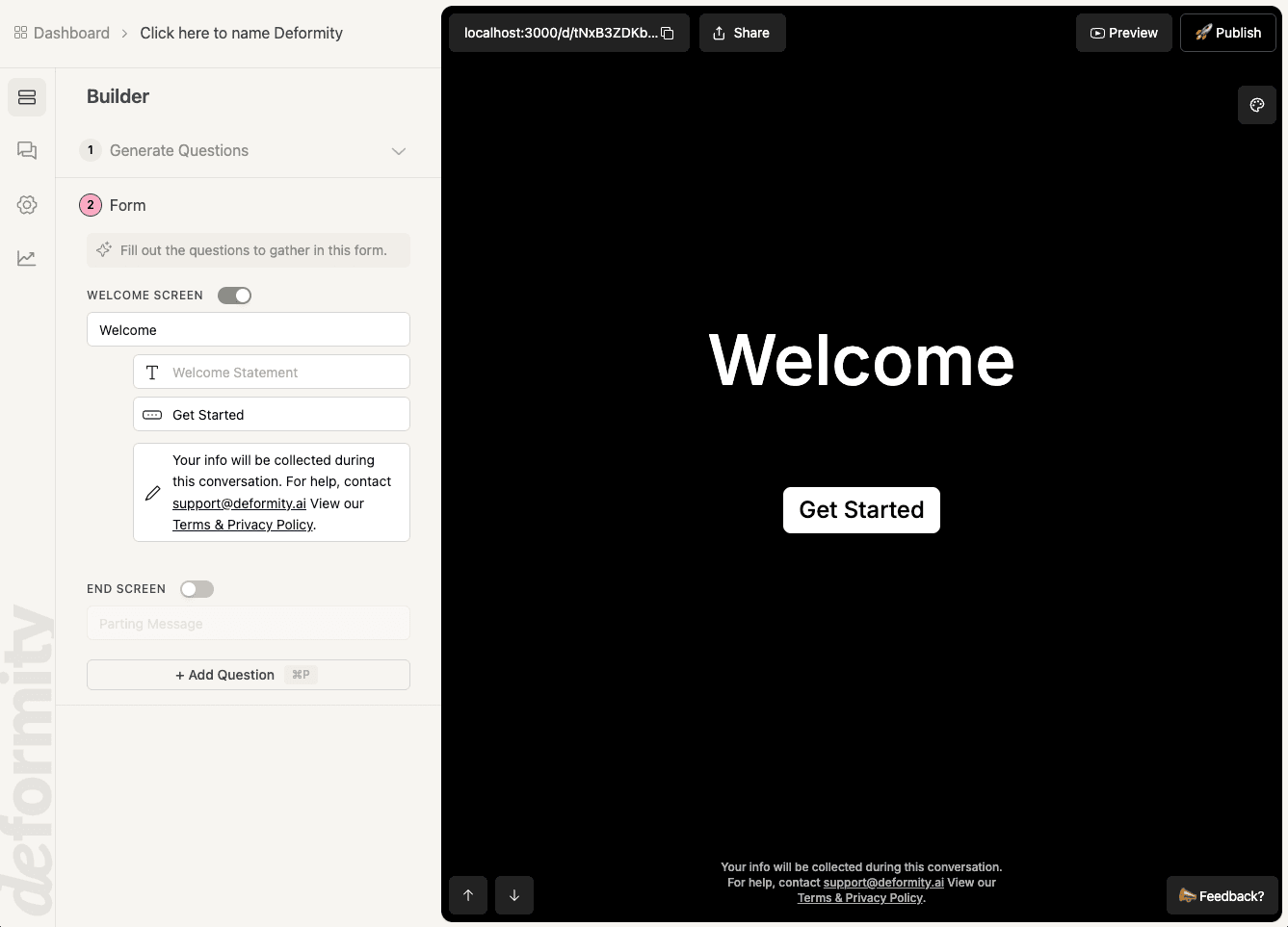 Adding disclaimer text to a form