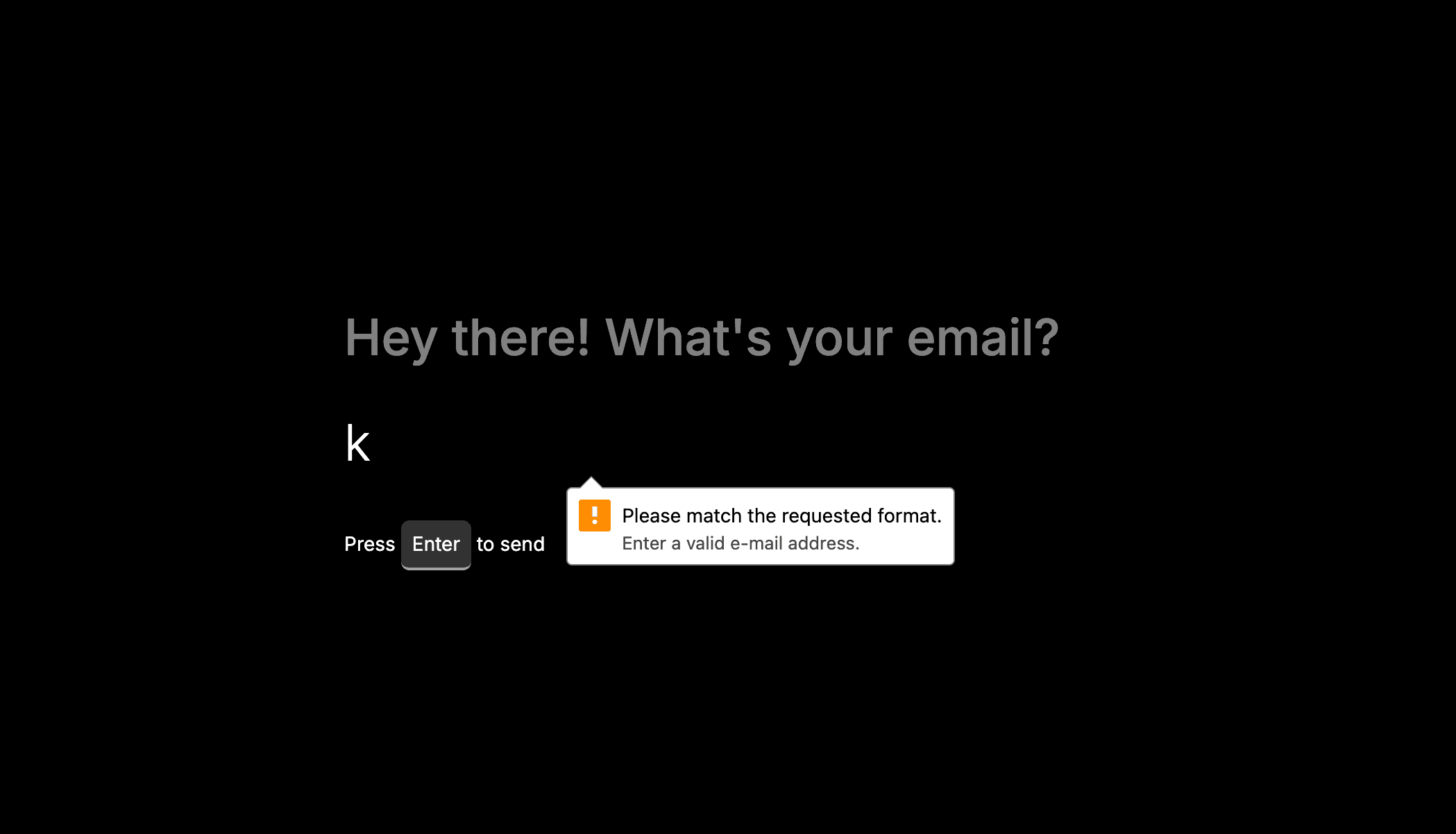 An example of the email question type