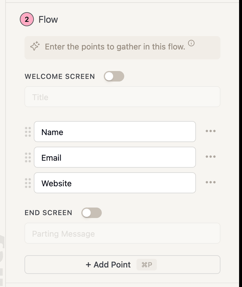The flow of points you want the AI to collect