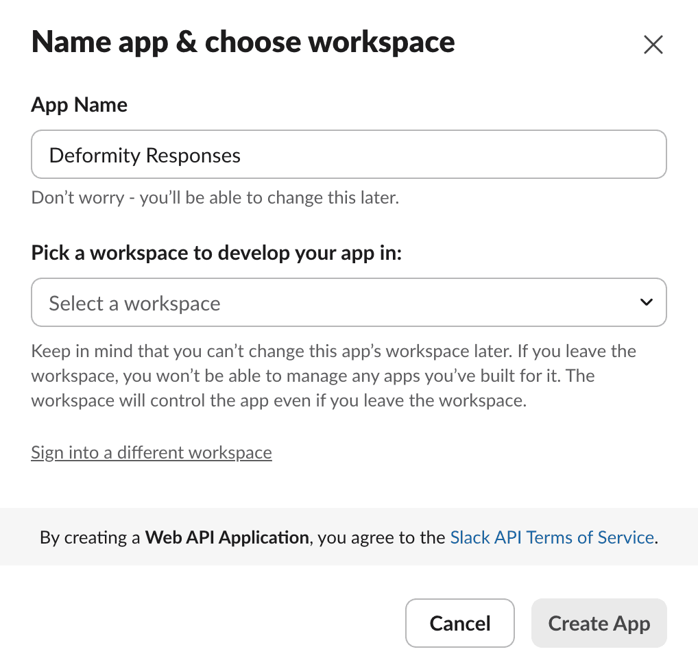 Name your Slack app