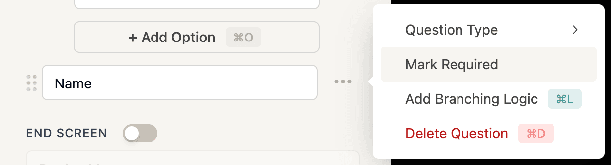 Mark a question as required