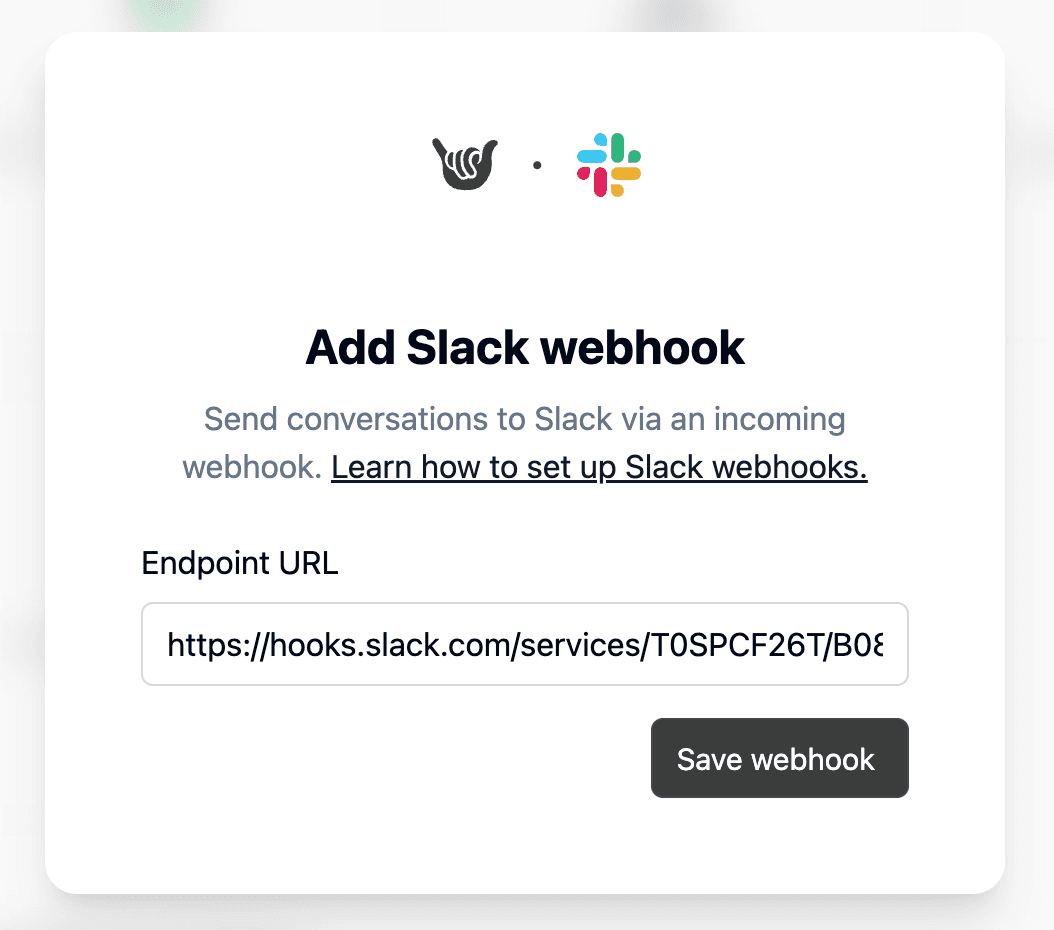 Enter your webhook URL in Deformity and click Save Webhook