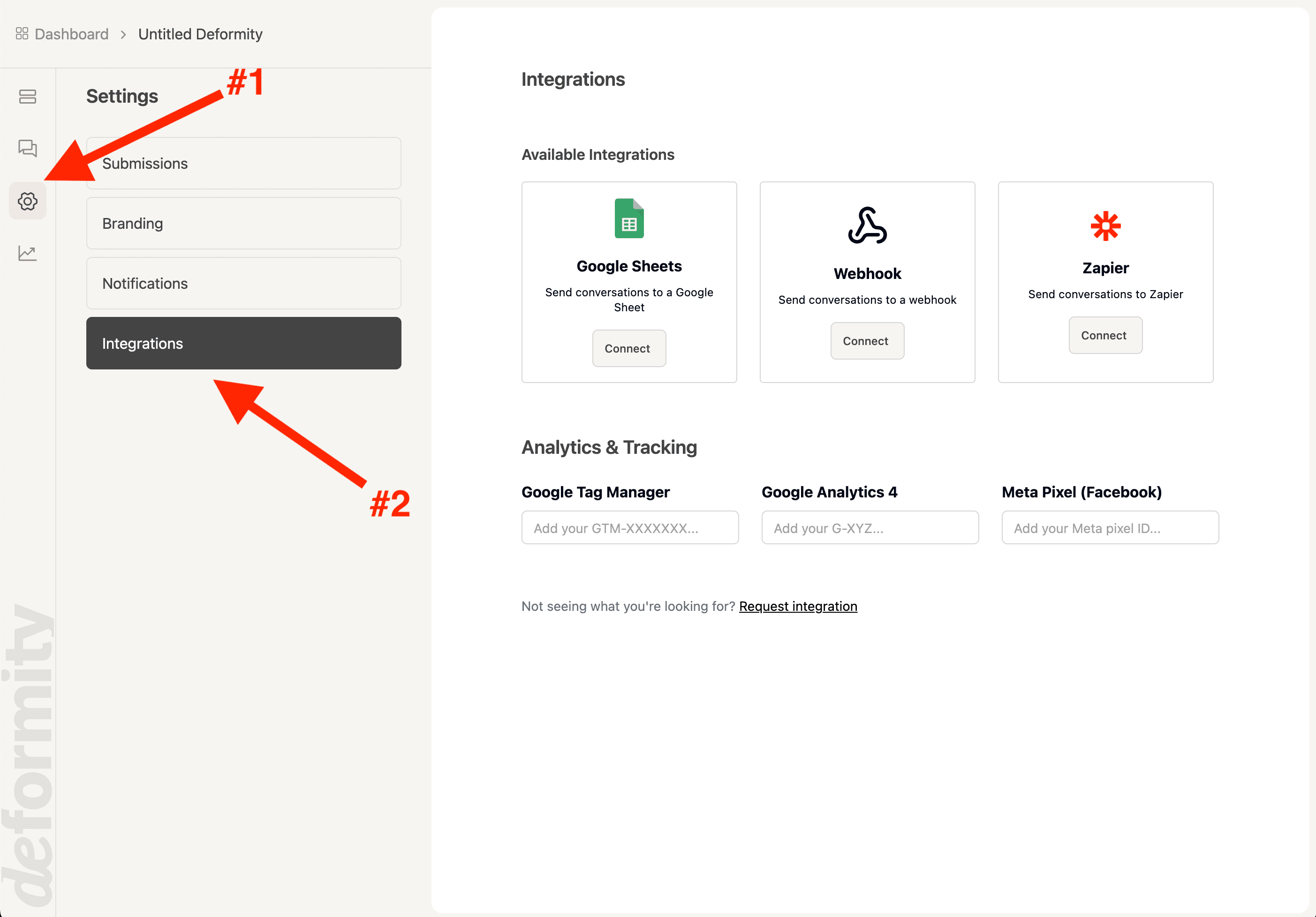 Navigate to Settings > Integrations
