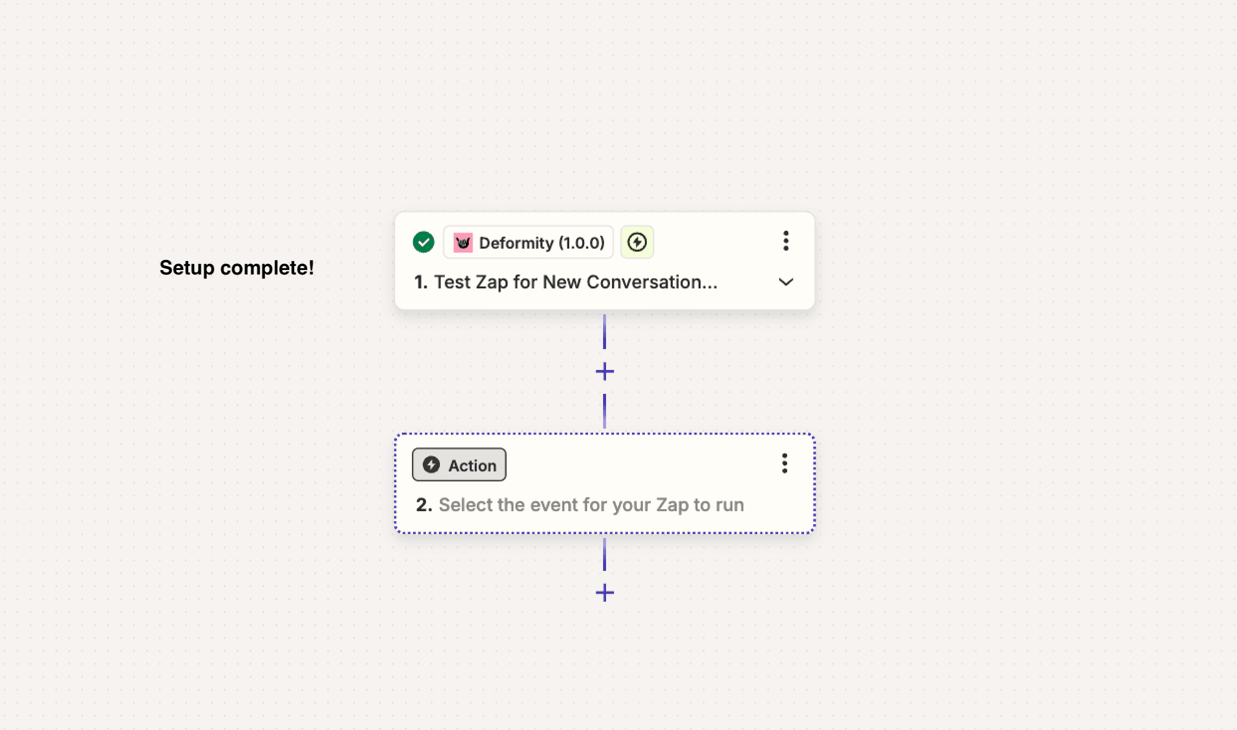 Completing the Zap setup