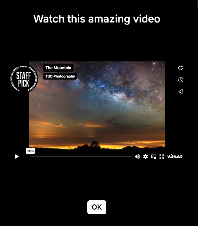 Vimeo video embed