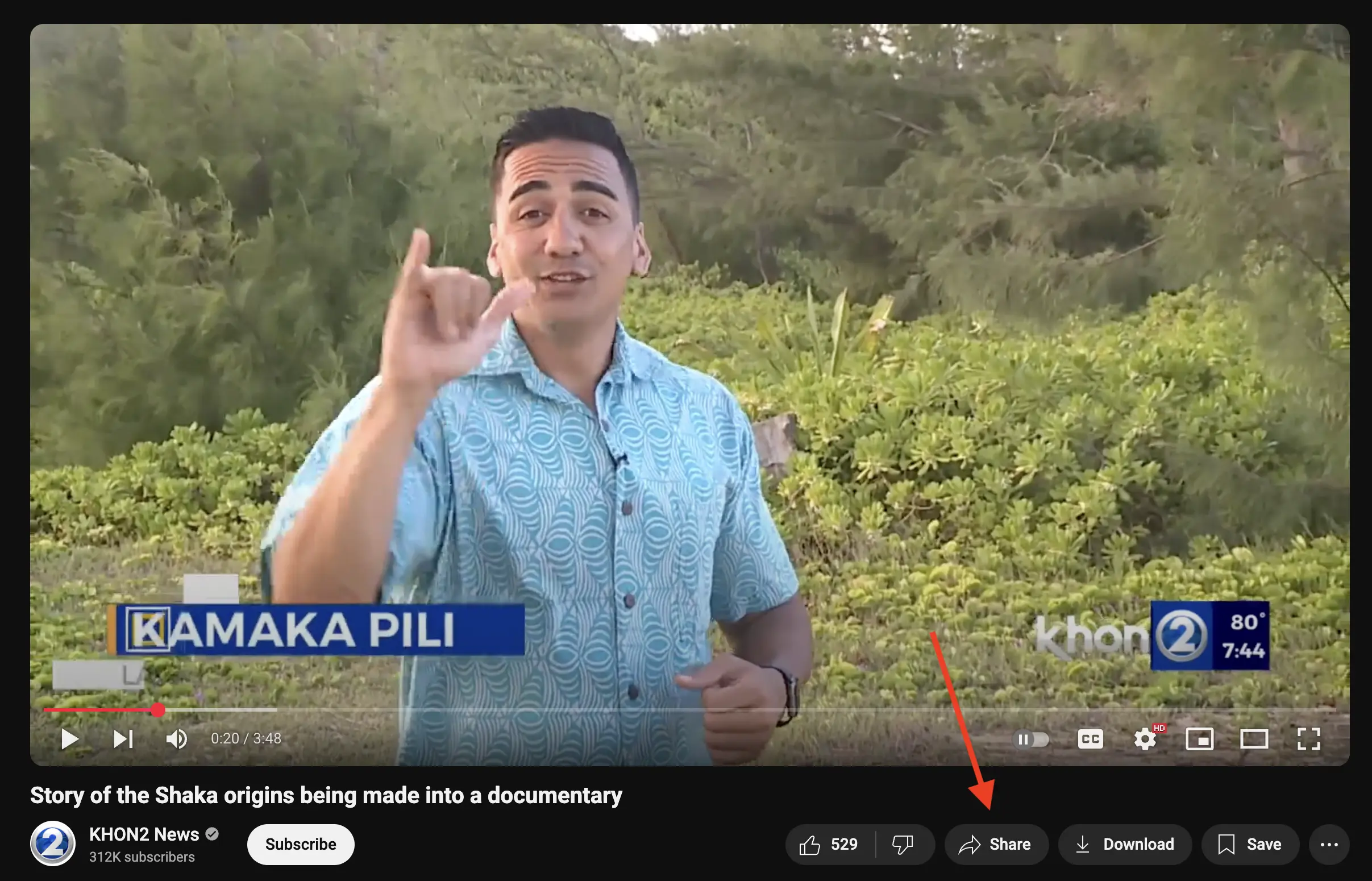 YouTube share button